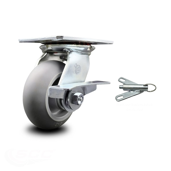 5 Inch Thermoplastic Rubber Caster with Ball Bearing and Brake/Swivel Lock SCC